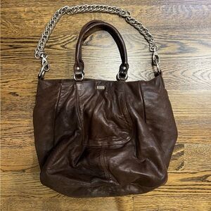 BE&D Brown and Slouchy Tote with Removable Chain Strap